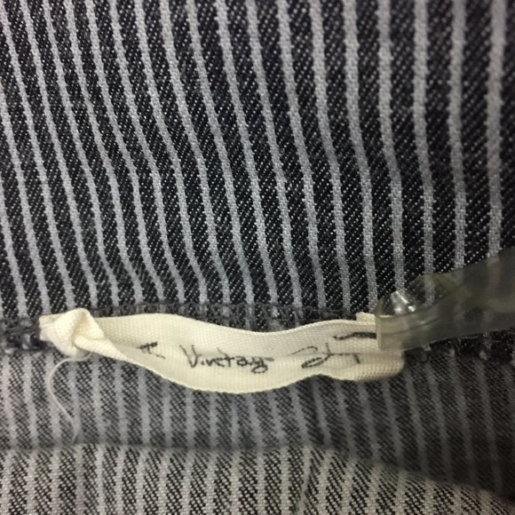 THE VINTAGE SHOP Dark Blue Gray Striped Asymmetric Zip Front Pencil Skirt - Picture 2 of 8